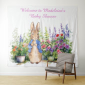 ペーターを庭の赤ちゃんシャワーのウサギにパーソナライズ タペストリー (インサイチュ(横))