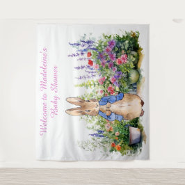 ペーターを庭の赤ちゃんシャワーのウサギにパーソナライズ タペストリー