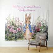 ペーターを庭の赤ちゃんシャワーのウサギにパーソナライズ タペストリー (インサイチュ(横))