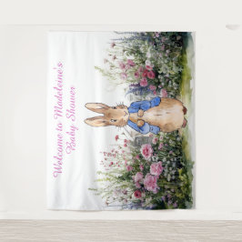 ペーターを庭の赤ちゃんシャワーのウサギにパーソナライズ タペストリー