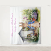 ペーターを庭の赤ちゃんシャワーのウサギにパーソナライズ タペストリー (正面)