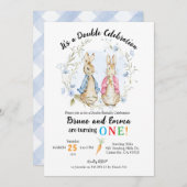 ペーターアンドフロプソウサギ兄弟姉妹誕生日 招待状 (正面/裏面)