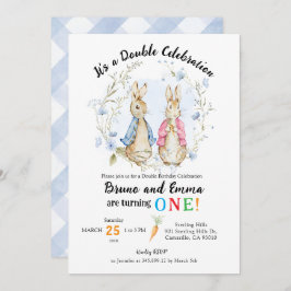 ペーターアンドフロプソウサギ兄弟姉妹誕生日 招待状