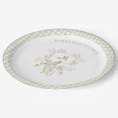 ペーターザラビットギンガムクレストジェンダーベビーシャワー ペーパープレート (アングル)