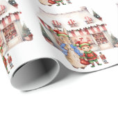 ペーターザラビットクリスマス小妖精や小人スノーウィーキャンディーショップ ラッピングペーパー (ロールコーナー)