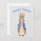 ペーターザラビットグレイリネンハッピーイースター シーズンポストカード (正面/裏面)