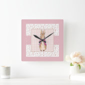 ペーターザラビットチェック&フローラルパターン スクエア壁時計 (ホーム)