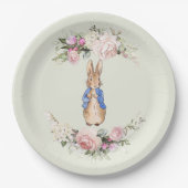 ペーターザラビットピンクフローラリース ペーパープレート (正面)