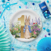 ペーターザラビットフラワーガーデンファースト誕生日 ペーパープレート (パーティー)