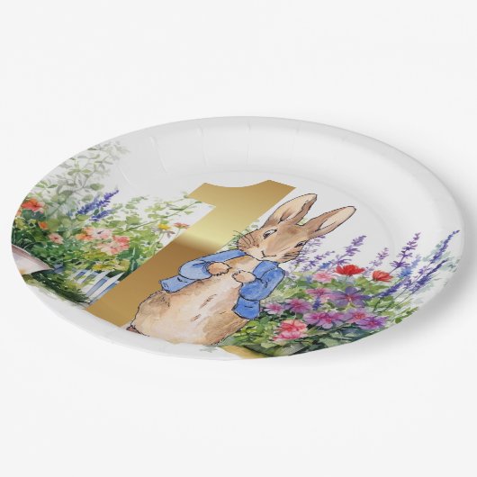 ペーターザラビットフラワーガーデンファースト誕生日 ペーパープレート (アングル)