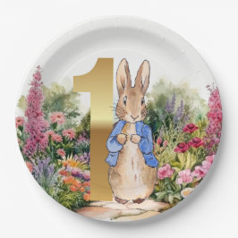 ペーターザラビットフラワーガーデンファースト誕生日 ペーパープレート