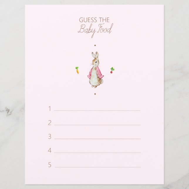 ペーターザラビットベイビーシャワー推測ベビー食べ物ゲーム (正面)