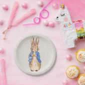 ペーターザラビットベージュリネンの背景 ペーパープレート (パーティー)