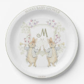 ペーターザラビットモノグラム性双生児ベビーシャワー ペーパープレート (正面)