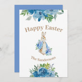 ペーターパーソナライズされたラビットウォーターカラーフローライースター シーズンカード (正面/裏面)