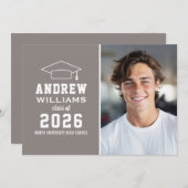 ペーターモダングレイ写真卒業パーティー 招待状 (正面/裏面)