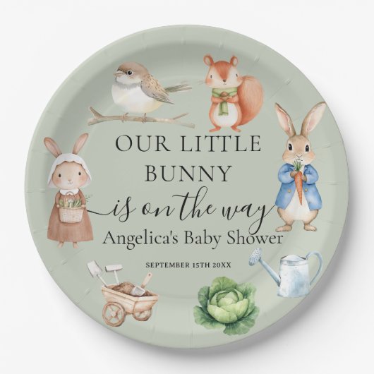 ペーターラビットアニマルズガーデンツール赤ちゃんシャワー ペーパープレート (正面)
