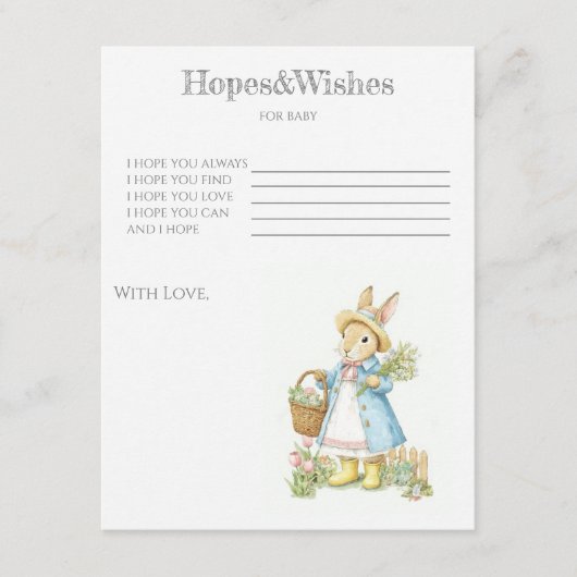 ペーターラビットガーデン赤ちゃんシャワーゲーム エンクロージャーカード (正面)