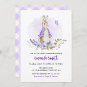 ペーターラビットパープルベビーシャワー 招待状 (正面/裏面)