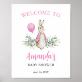 ペーターラビットピンクのウェルカムサイン ポスター (正面)