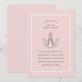 ペーターラビットピンクヴィンテージベビーシャワー 招待状 (正面/裏面)