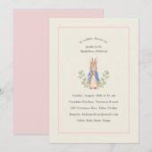 ペーターラビットピンクヴィンテージベビーシャワー 招待状 (正面/裏面)