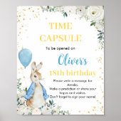 ペーターラビット誕生日タイムカプセルサイン野花 ポスター (正面)