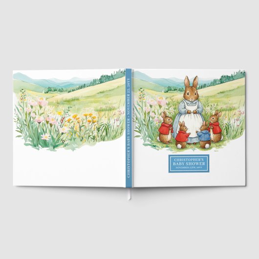 ペーター大切ラビットベイビーシャワーゲストブックボーイ ゲストブック (全面)