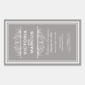 ペーター結婚のワインボトルモノグラムのラベルを優先 長方形シール (正面)