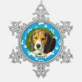 ペーター金属スノーフレークペット写真クリスマス スノーフレークピューターオーナメント (正面)