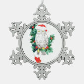 ペーター雪の結晶かわいい野生動物のクリスマスオーナメント スノーフレークピューターオーナメント (正面)