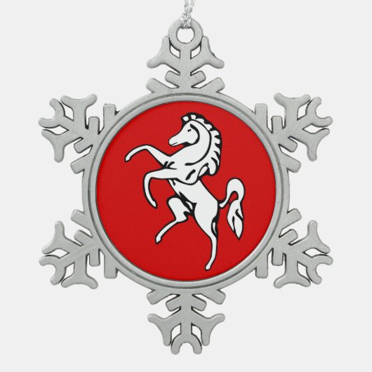 ペーター雪の結晶オーナメントケント郡旗 スノーフレークピューターオーナメント (正面)