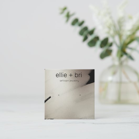 ペーター黒水色クラフトスタッドイヤリングディスプレイ スクエア名刺 (スタンド正面)