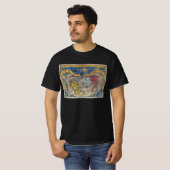ペーター・アピアンのアンティークハート型世界地図 1520年 Tシャツ (正面フル)