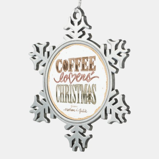ペーター・コーヒー愛好家のクリスマススノーフレークオーナメント スノーフレークピューターオーナメント (右)