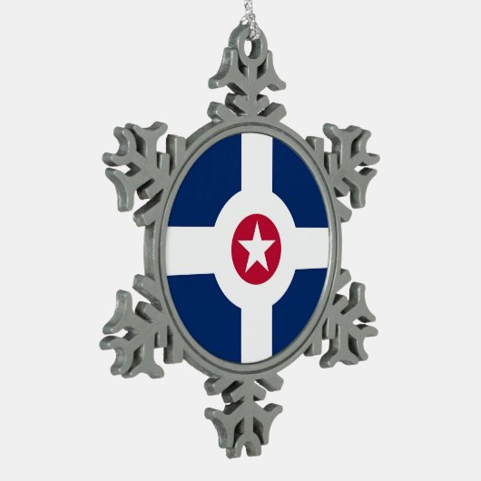 ペーター・スノーフレークオーナメントとインディアナポリス国旗 スノーフレークピューターオーナメント (左)