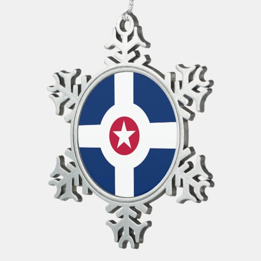 ペーター・スノーフレークオーナメントとインディアナポリス国旗 スノーフレークピューターオーナメント (右)