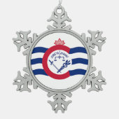 ペーター・スノーフレークオーナメントとシンシナティ国旗 スノーフレークピューターオーナメント (正面)