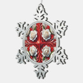 ペーター・スノーフレークオーナメントと英語バラ スノーフレークピューターオーナメント (右)