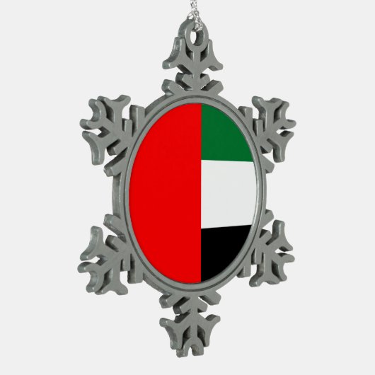 ペーター・スノーフレークオーナメントとUAE国旗 スノーフレークピューターオーナメント (左)