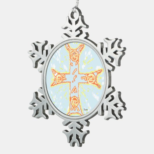 ペーター・スノーフレーク・オーナメント/ギリシャ・クロス スノーフレークピューターオーナメント (右)