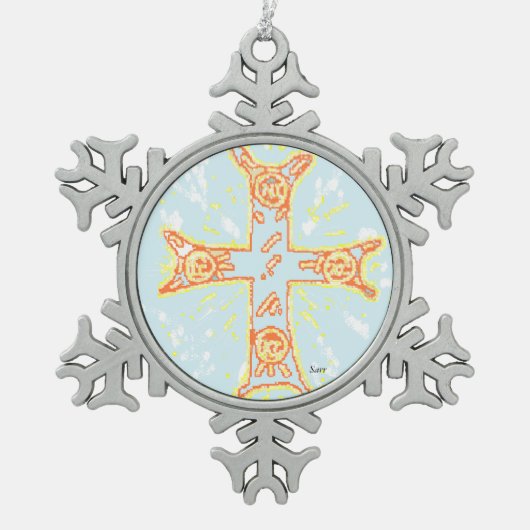 ペーター・スノーフレーク・オーナメント/ギリシャ・クロス スノーフレークピューターオーナメント (正面)