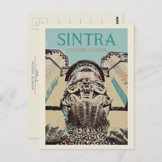 ペーニャ宮殿の入口イラスト、ポルトガル・シントラ ポストカード (正面/裏面)