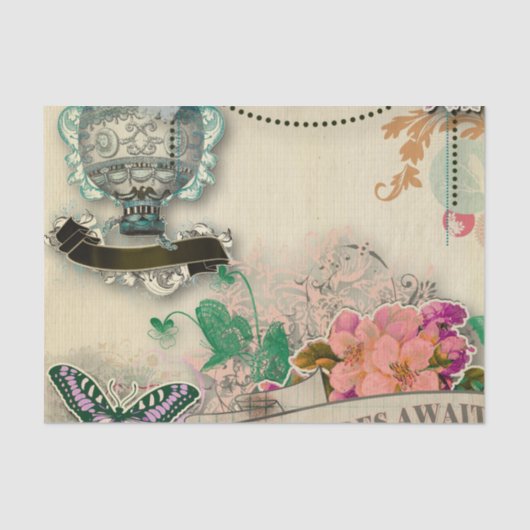 ペーパーぼろぼろの上品、フランスのな国、擦り切れたなヴィンテージルシュ 薄葉紙 (正面)