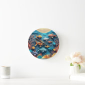 ペーパーアート おりがみ 海の生き物 シーン 3D ラウンド壁時計 (ホーム)