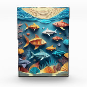 ペーパーアート 折り紙 海の生き物 シーン 3D フォトブロック (正面)