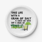 ペーパーカクテルのプレート-生命、ライム、塩、テキーラ! ペーパープレート (正面)