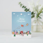 ペーパーカットサンタレッドバーン雪だるまクリスマス ポストカード (スタンド正面)