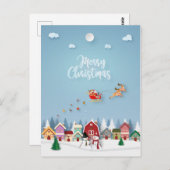 ペーパーカットサンタレッドバーン雪だるまクリスマス ポストカード (正面/裏面)