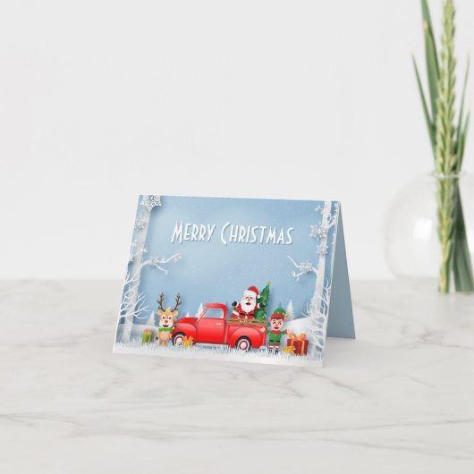 ペーパーカットサンタ&フレンズレッドトラック シーズンカード (正面)